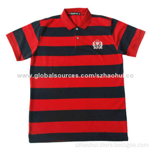 Men's strip yarn dyed polo shirt for sportswear/golfers, custom designs and brands available